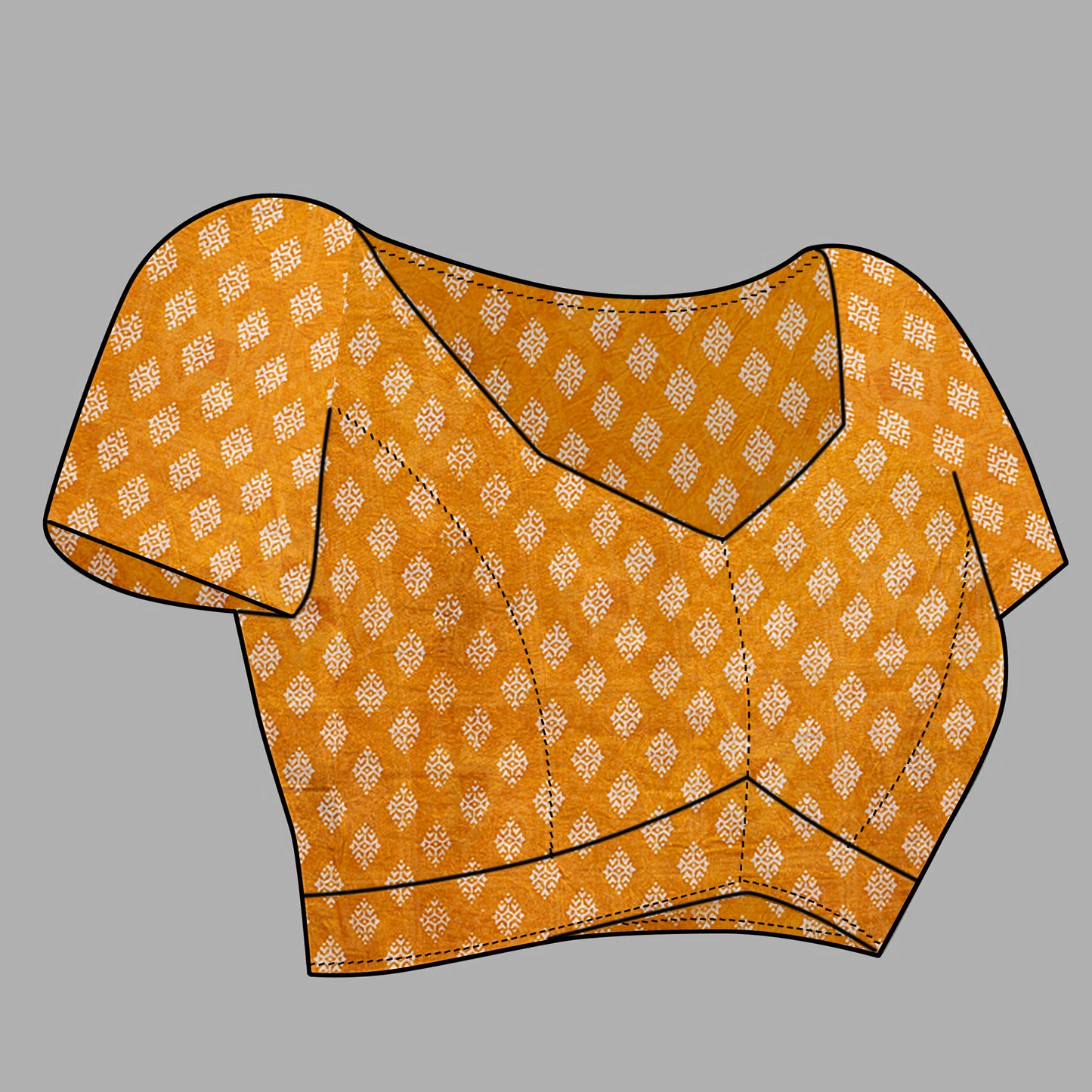 Saree – Soft Cotton Ajrakh Print Yellow (Different Motif) - D14