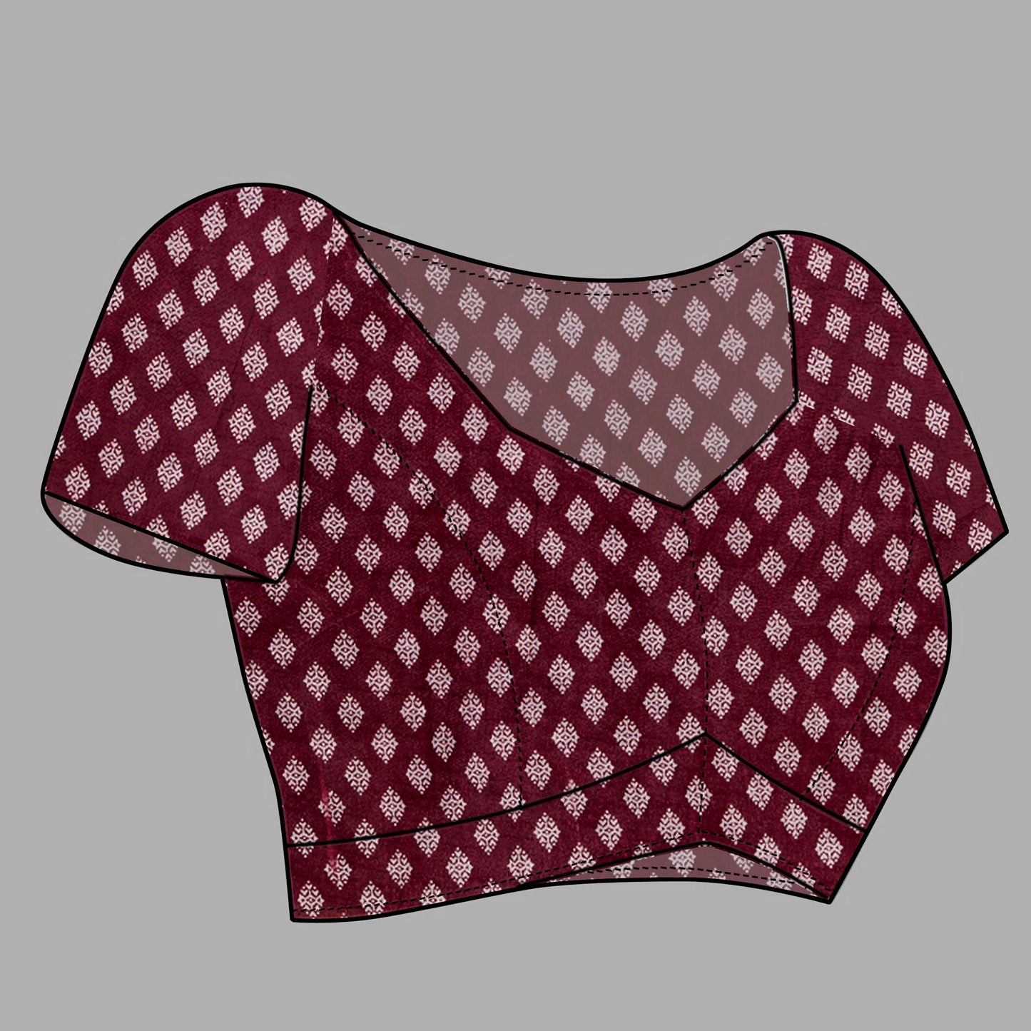 Saree – Soft Cotton Ajrakh Print Maroon Blue (Different Motif) - D19