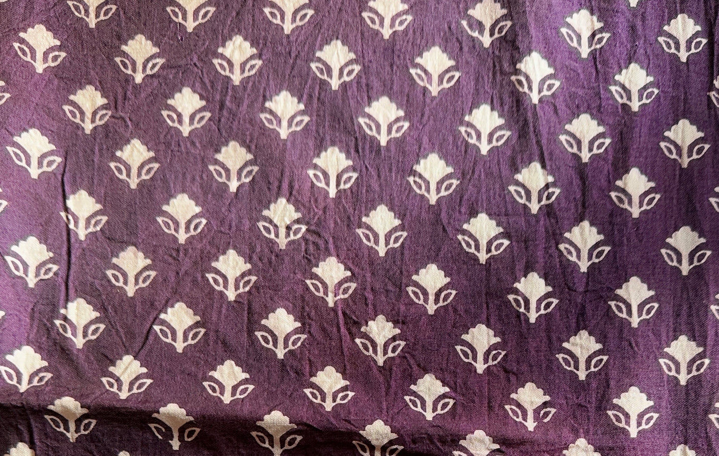Saree – Soft Cotton Ajrakh Print Cream White with Purple Print - D20