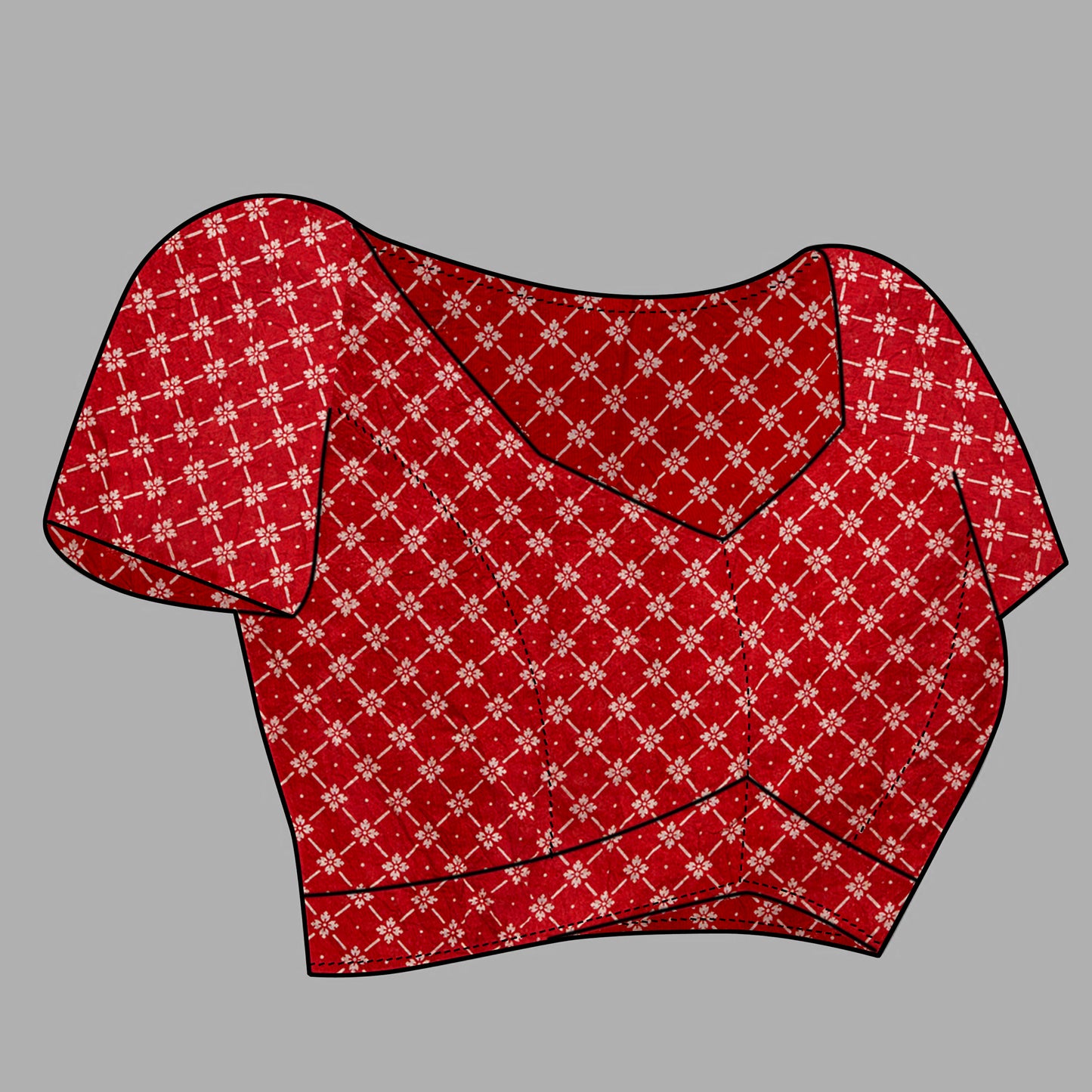 Saree – Soft Cotton Ajrakh Print Red - D4