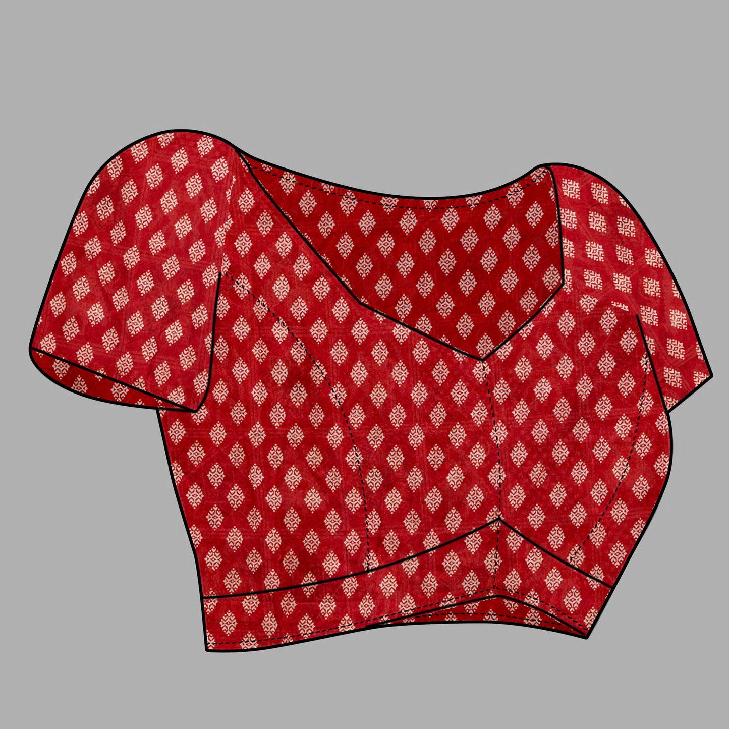 Saree – Soft Cotton Ajrakh Print Red (Different Motif) - D6