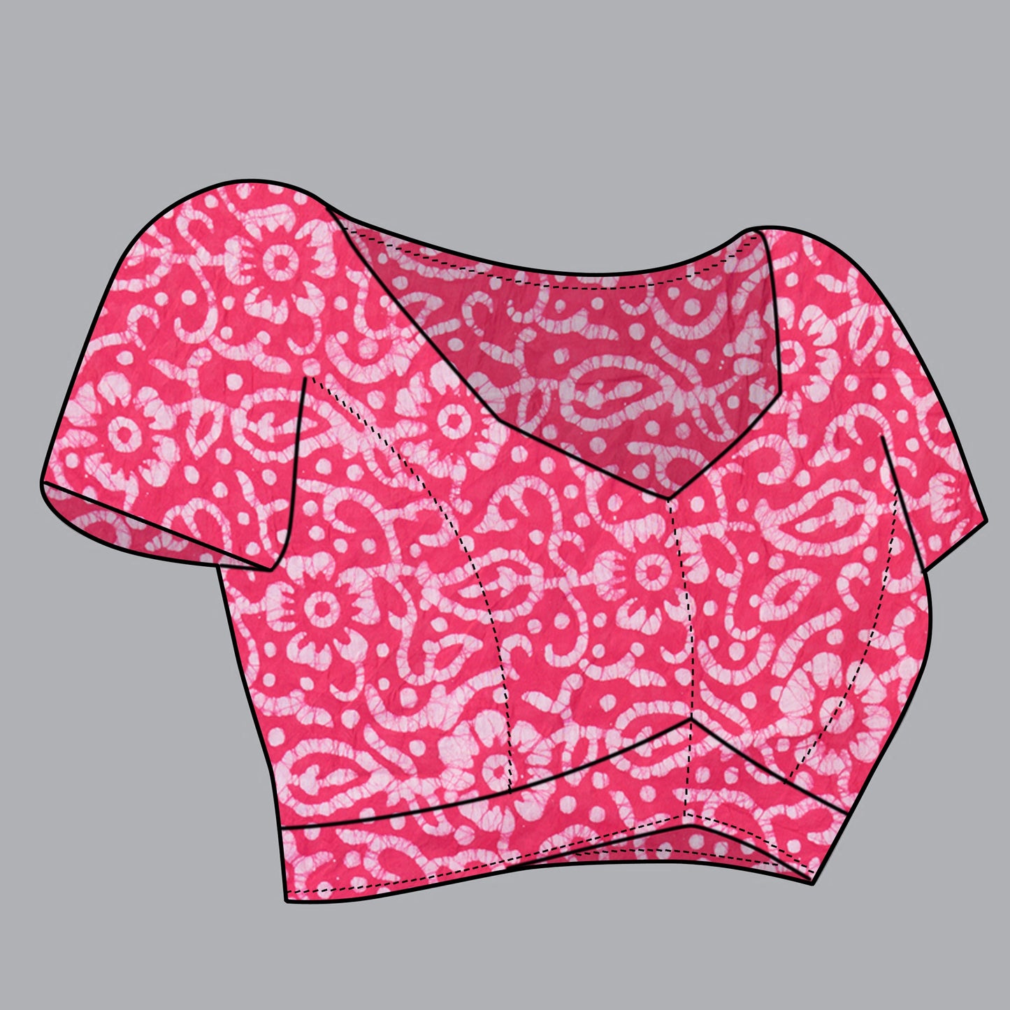 Saree – Soft Cotton Batik Print Mango Pink - B1