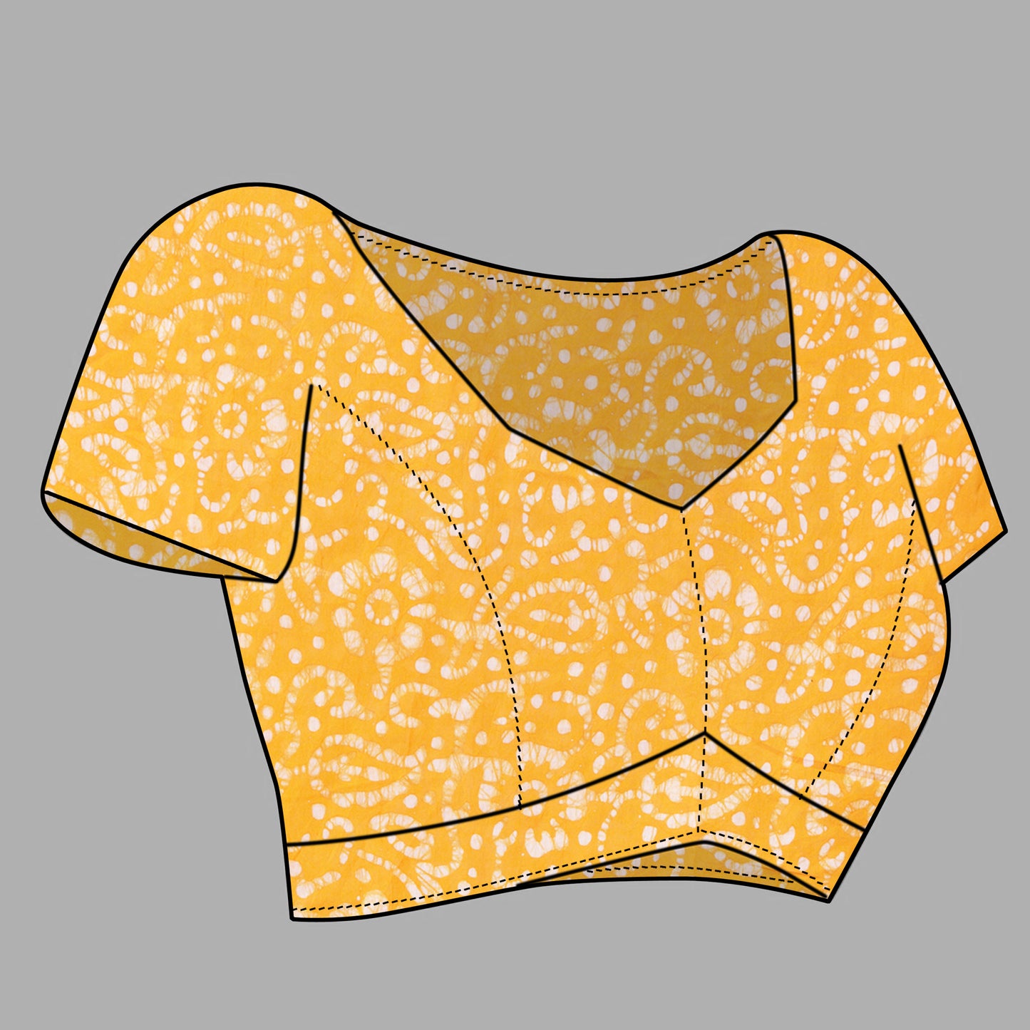 Saree – Soft Cotton Batik Print Mango Yellow - B3