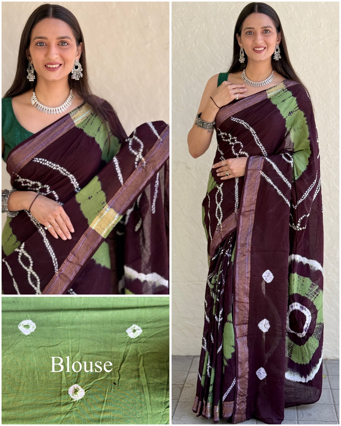 Saree – Soft Cotton Shibori Print Coffee