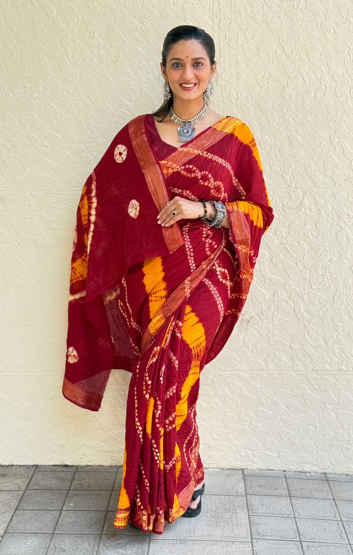 Saree – Soft Cotton Shibori Print Red