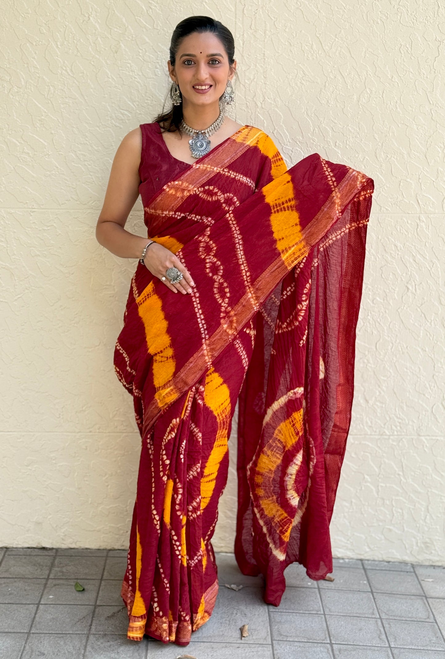 Saree – Soft Cotton Shibori Print Red