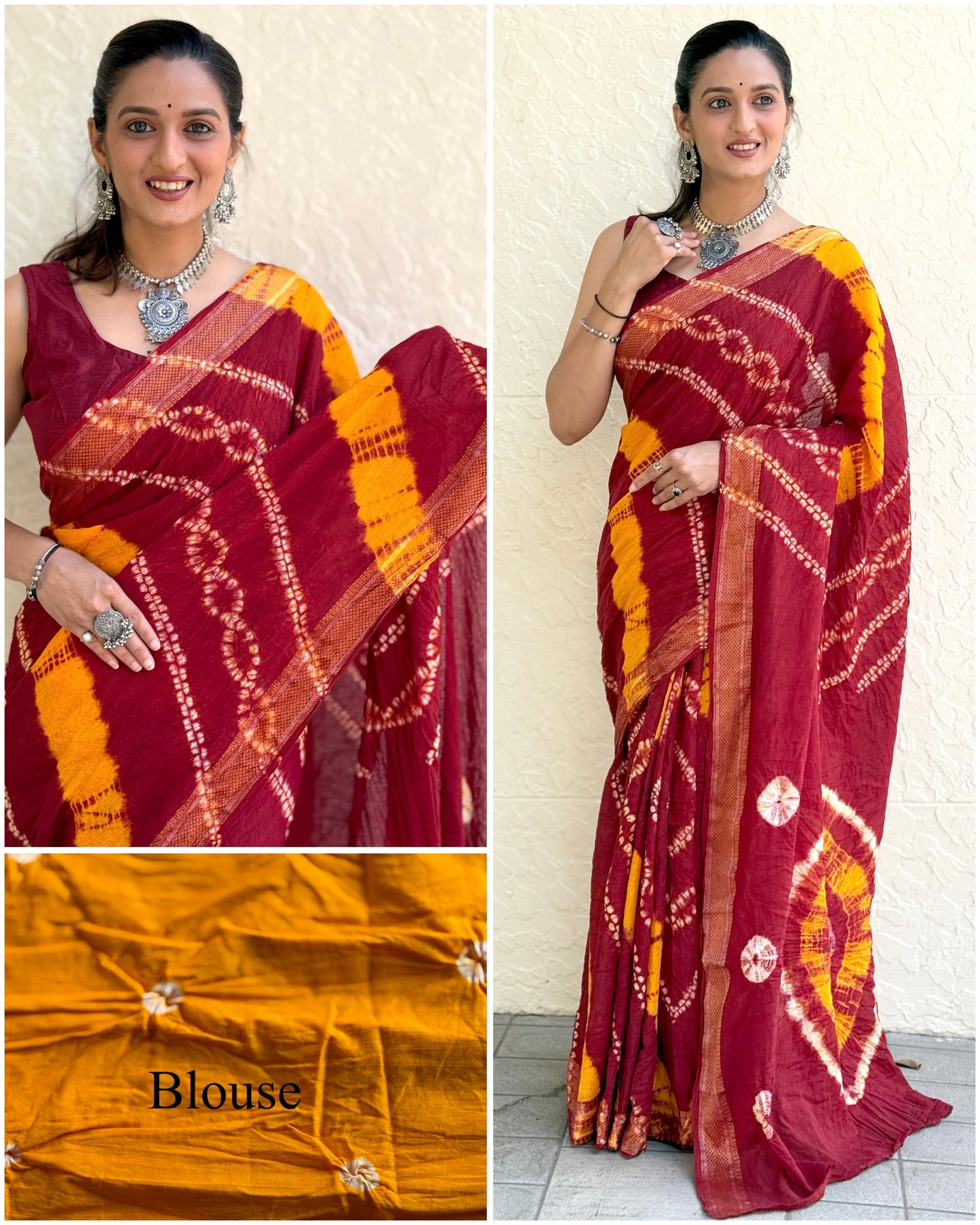 Saree – Soft Cotton Shibori Print Red