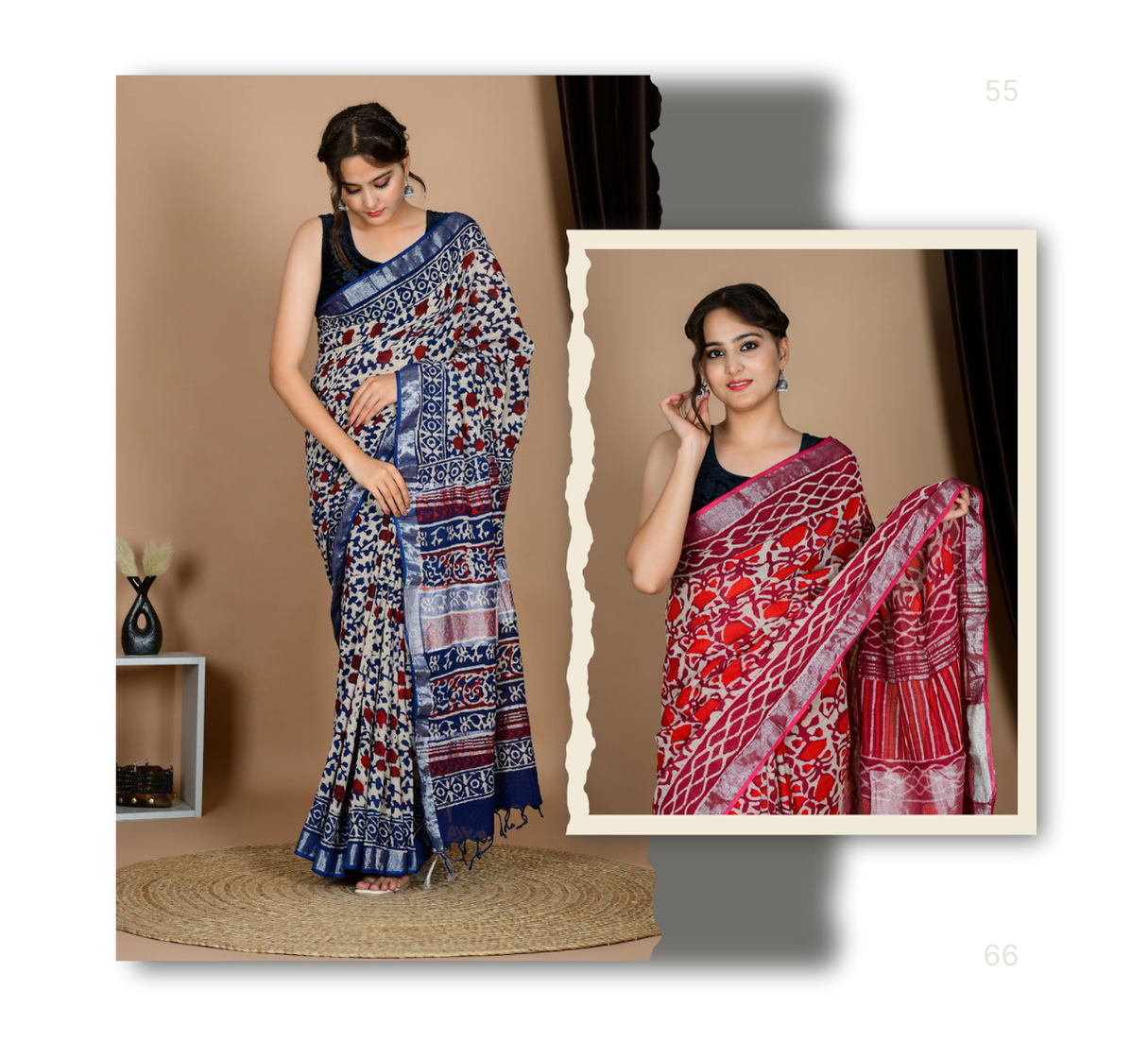 Saree - Cotton Premium Zari linen