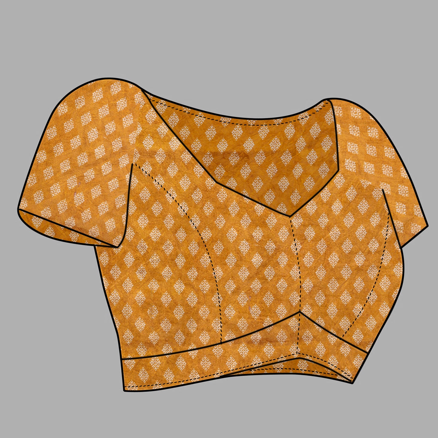 Saree – Soft Cotton Ajrakh Print Yellow (Different Motif) - D10