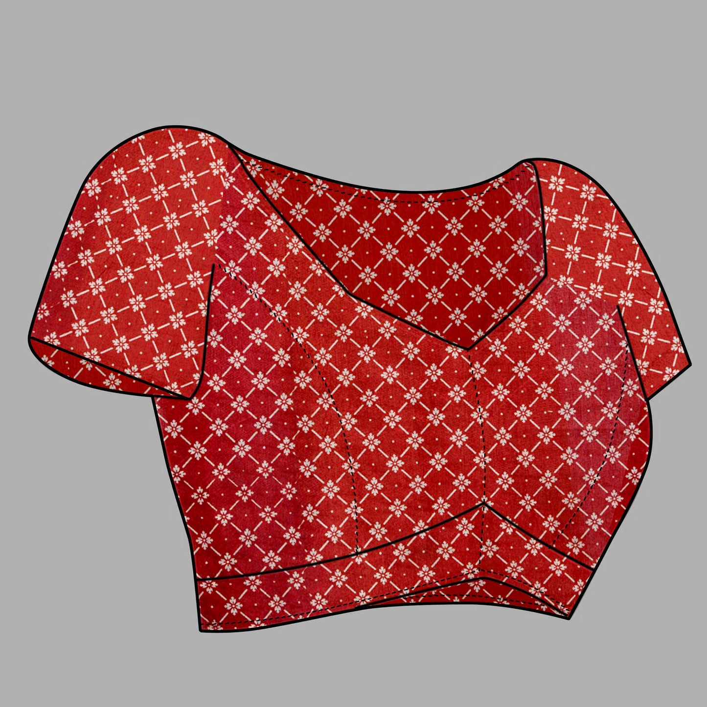 Saree – Soft Cotton Ajrakh Print Red (Different Motif) - D16