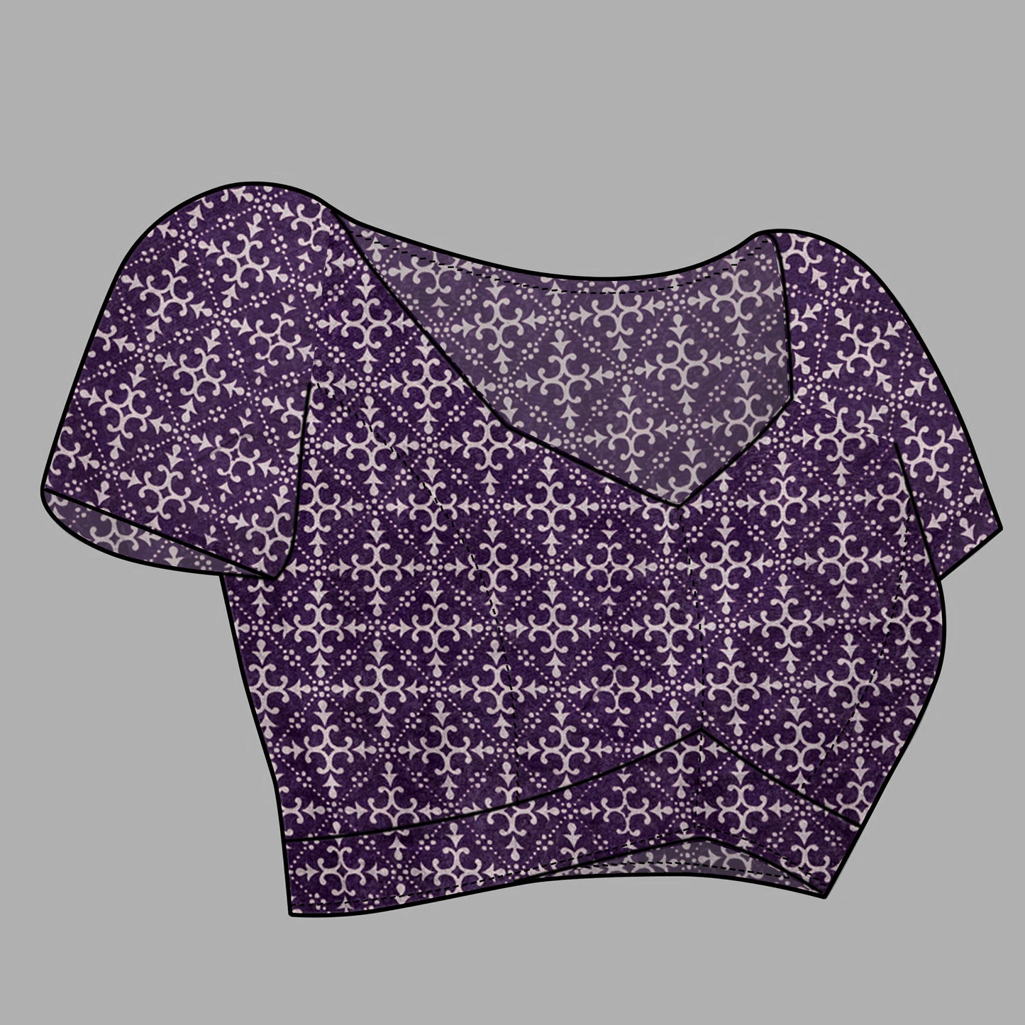 Saree – Soft Cotton Ajrakh Print Dark Purple Blue (Different Motif) - D18
