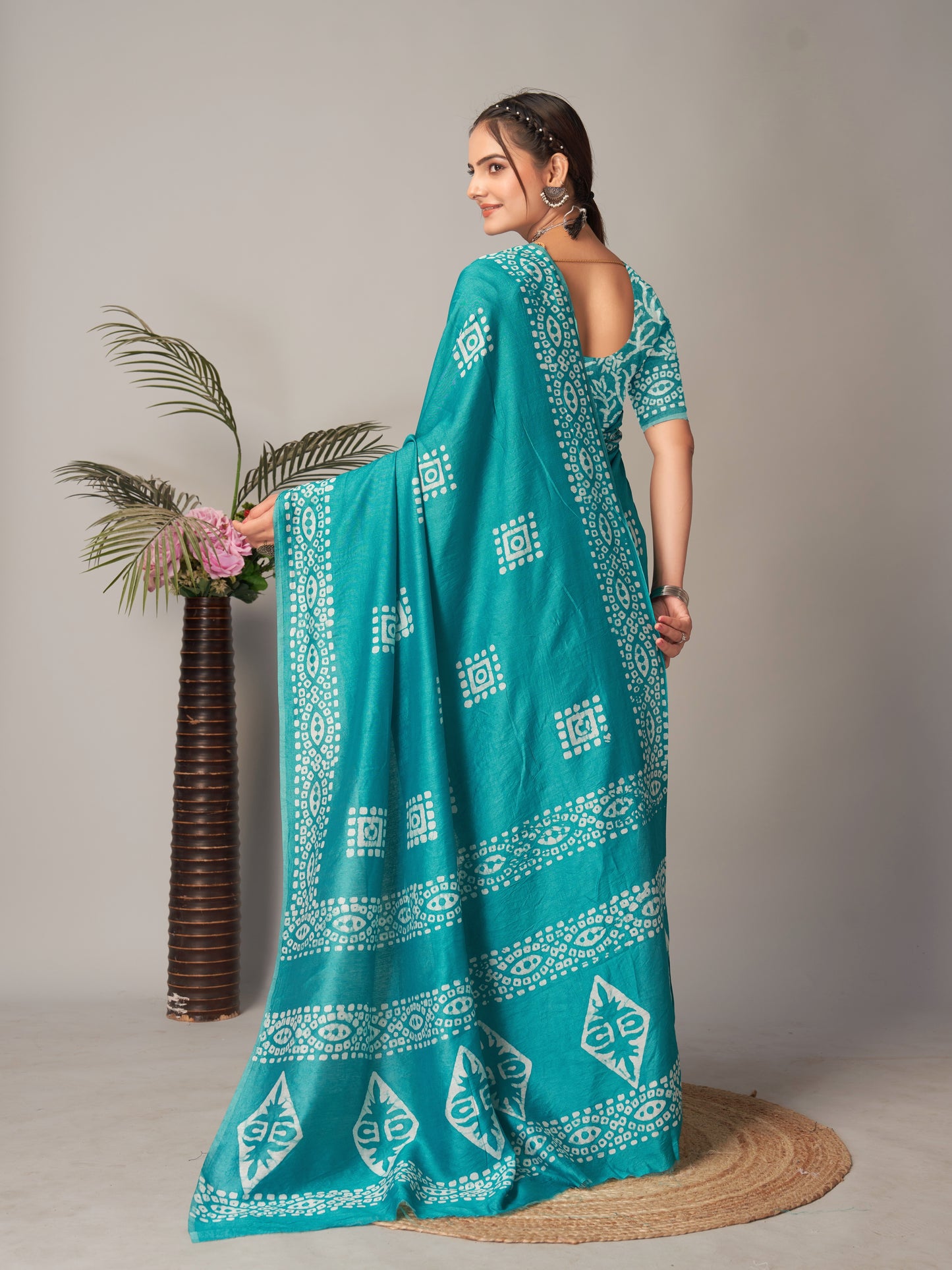 Saree – Soft Cotton Batik Print Box Rama - B7