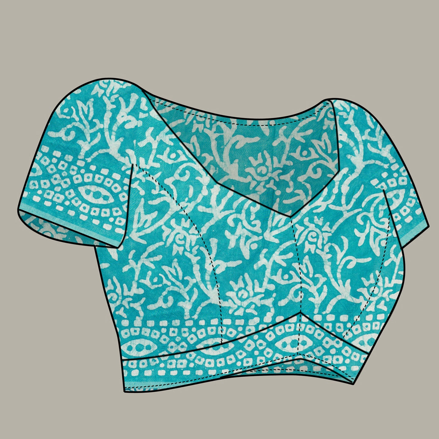 Saree – Soft Cotton Batik Print Box Rama - B7