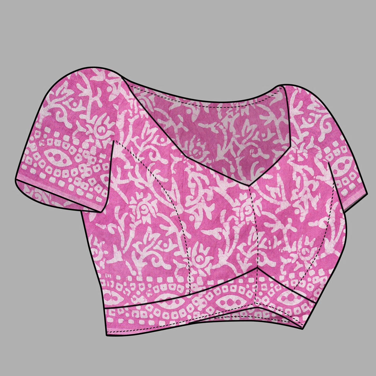 Saree – Soft Cotton Batik Print Box Wine - B6
