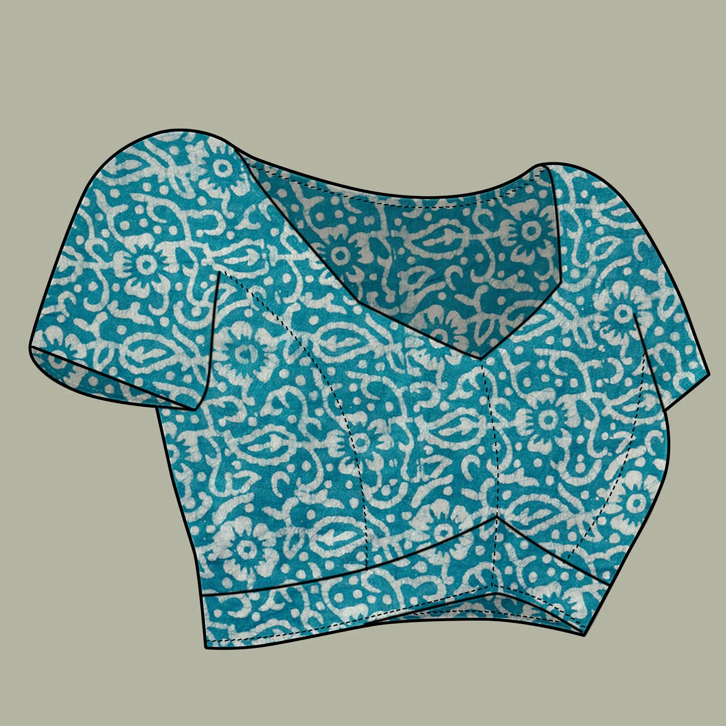 Saree – Soft Cotton Batik Print Mango Rama - B2