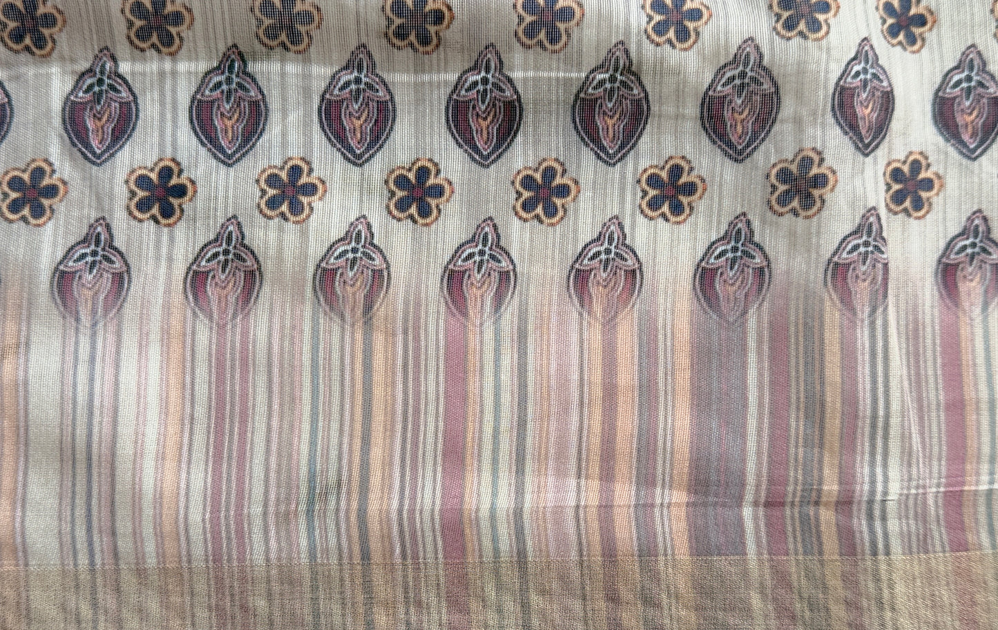 Saree – Soft Cotton Slub Print Chocolate Wine - D4