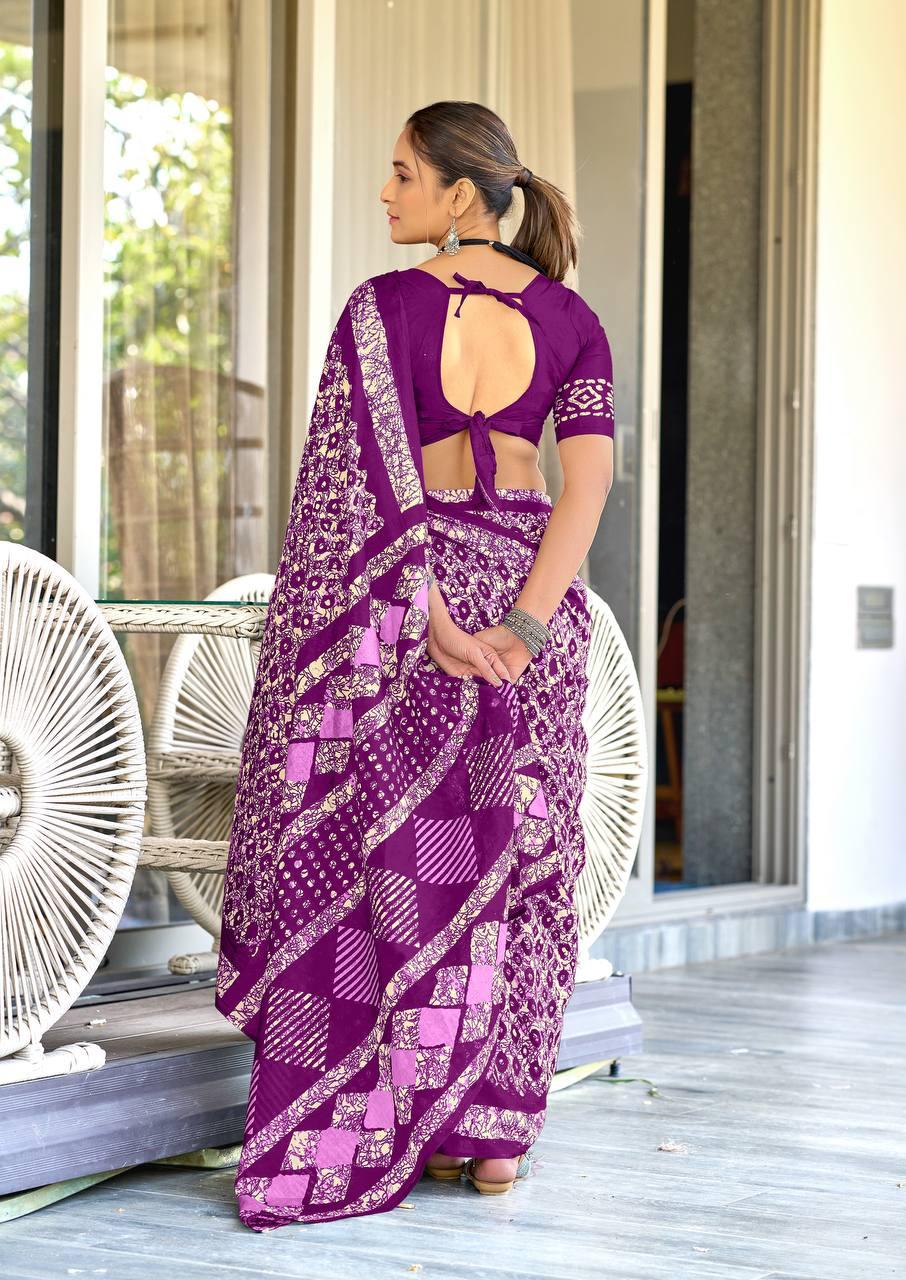 Saree – Soft Cotton Mal Mal Wine - D1