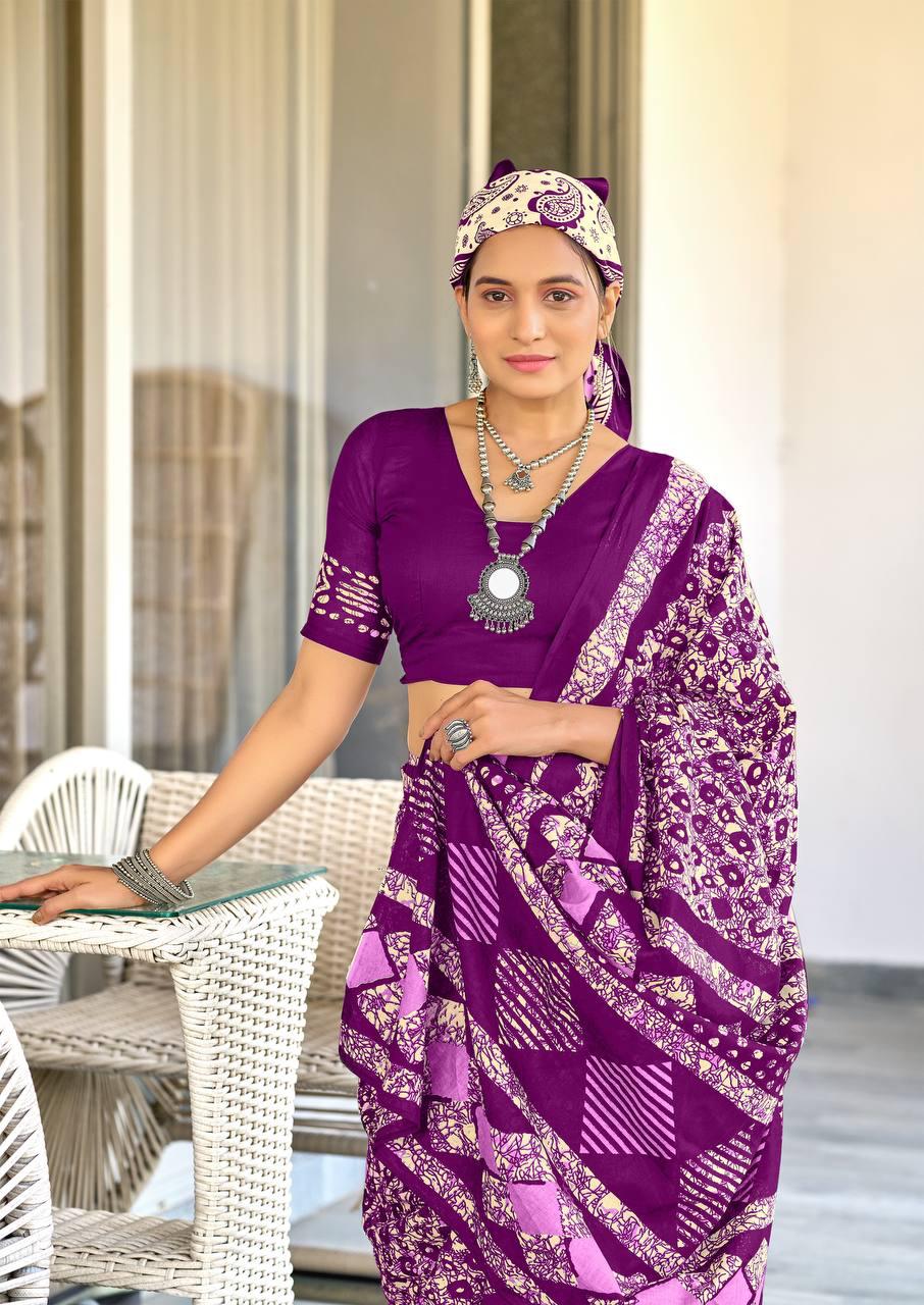 Saree – Soft Cotton Mal Mal Wine - D1