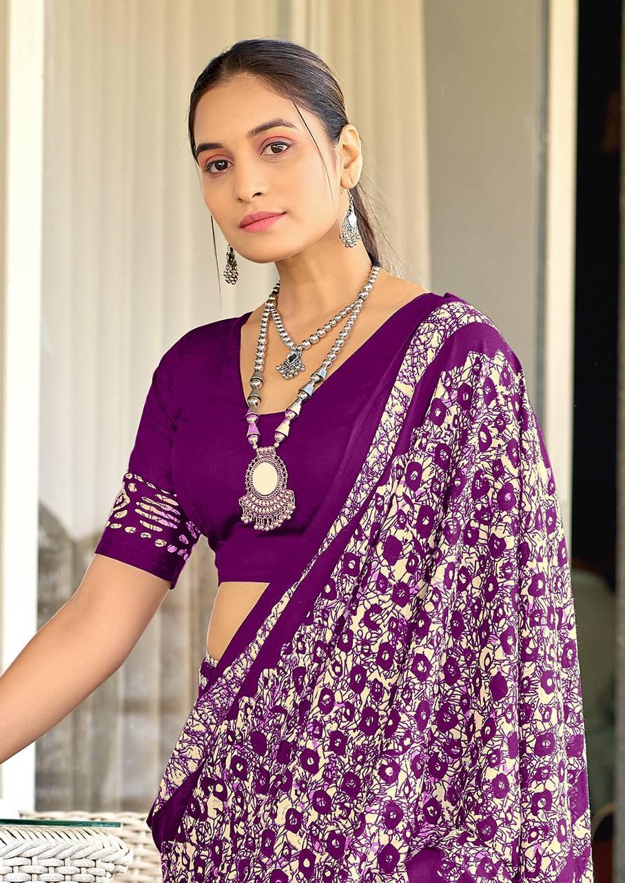 Saree – Soft Cotton Mal Mal Wine - D1