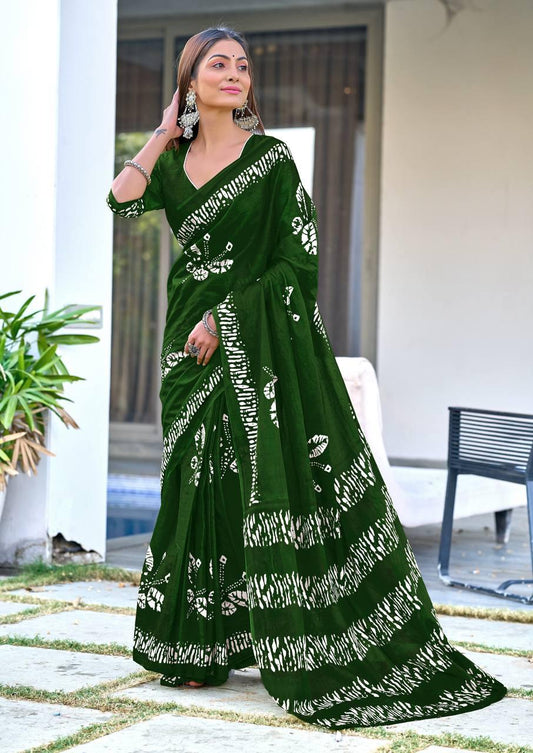Saree – Soft Cotton Mal Mal Green – D3