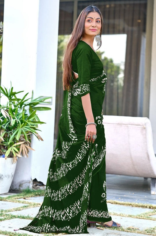 Saree – Soft Cotton Mal Mal Green – D3