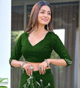 Saree – Soft Cotton Mal Mal Green – D3