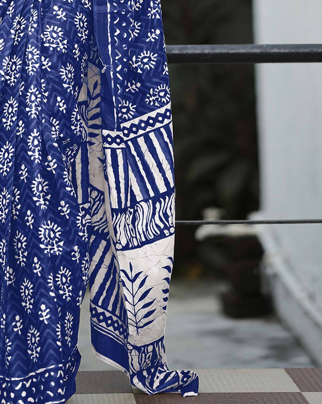 Saree – Soft Cotton Mal Mal Blue – D6