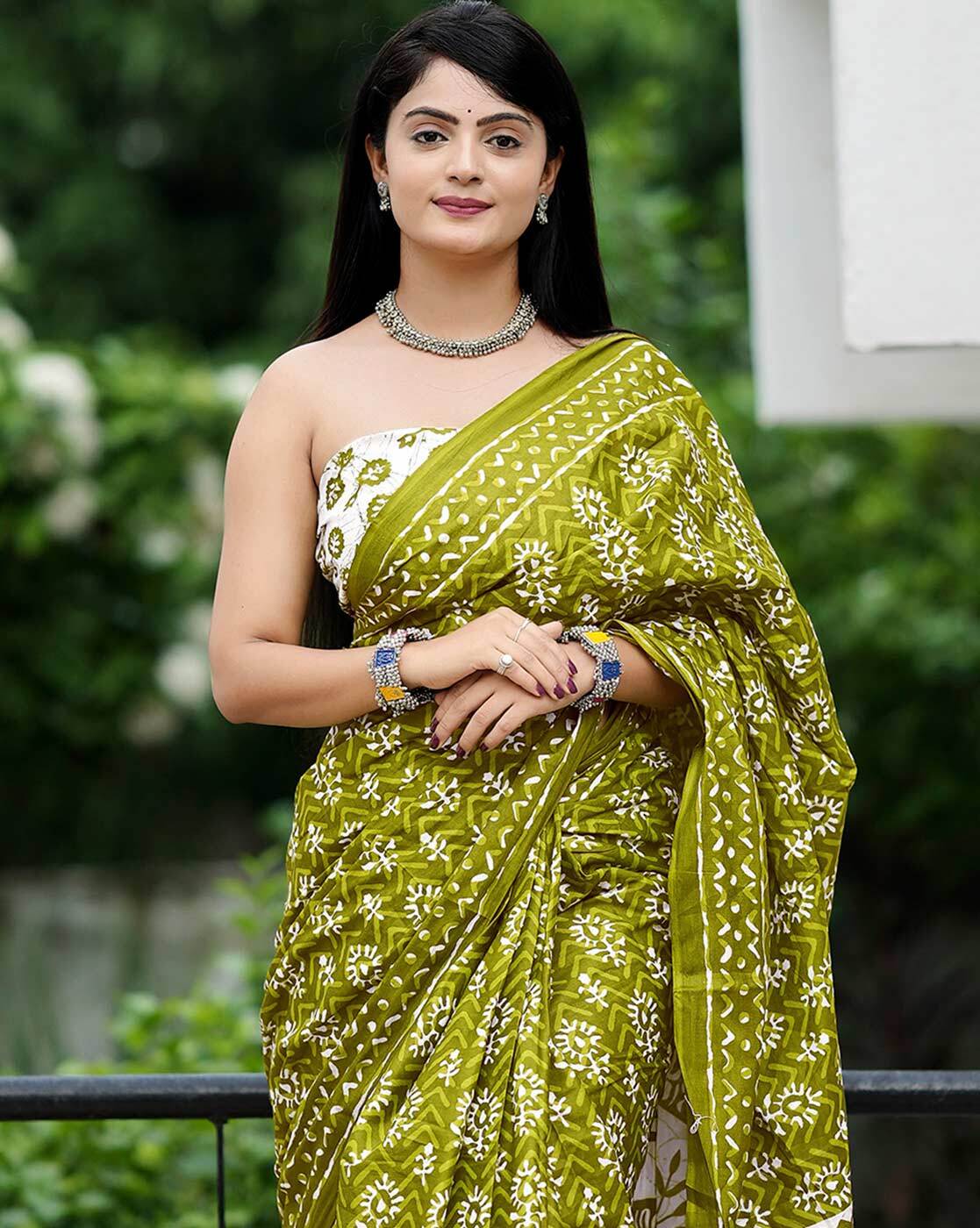 Saree – Soft Cotton Mal Mal Green – D6