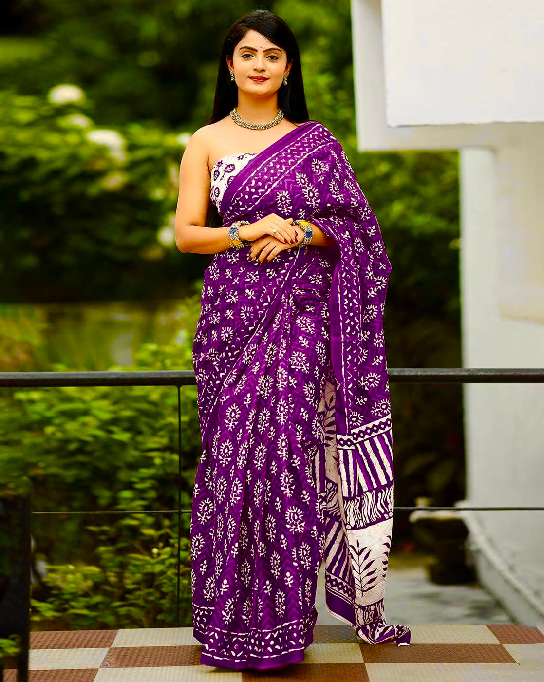 Saree – Soft Cotton Mal Mal Wine – D6