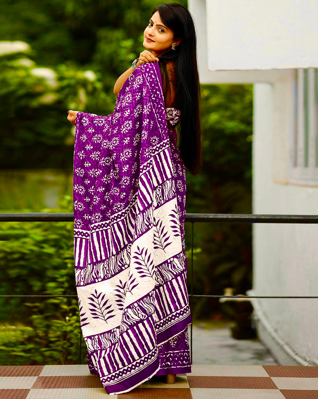 Saree – Soft Cotton Mal Mal Wine – D6