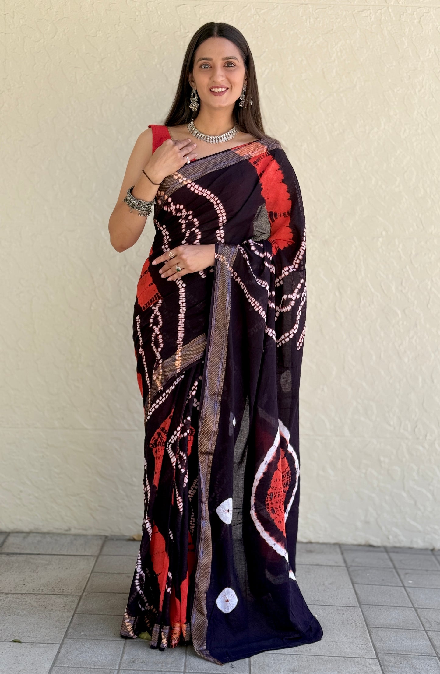 Saree - Sibori Print - Black