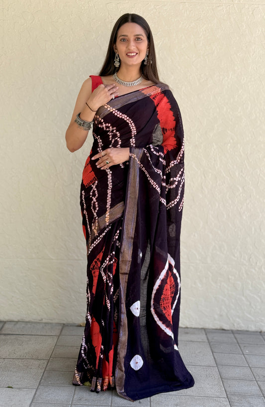 Saree - Sibori Print - Black