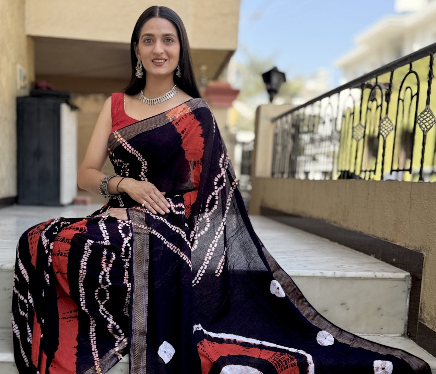 Saree - Sibori Print - Black