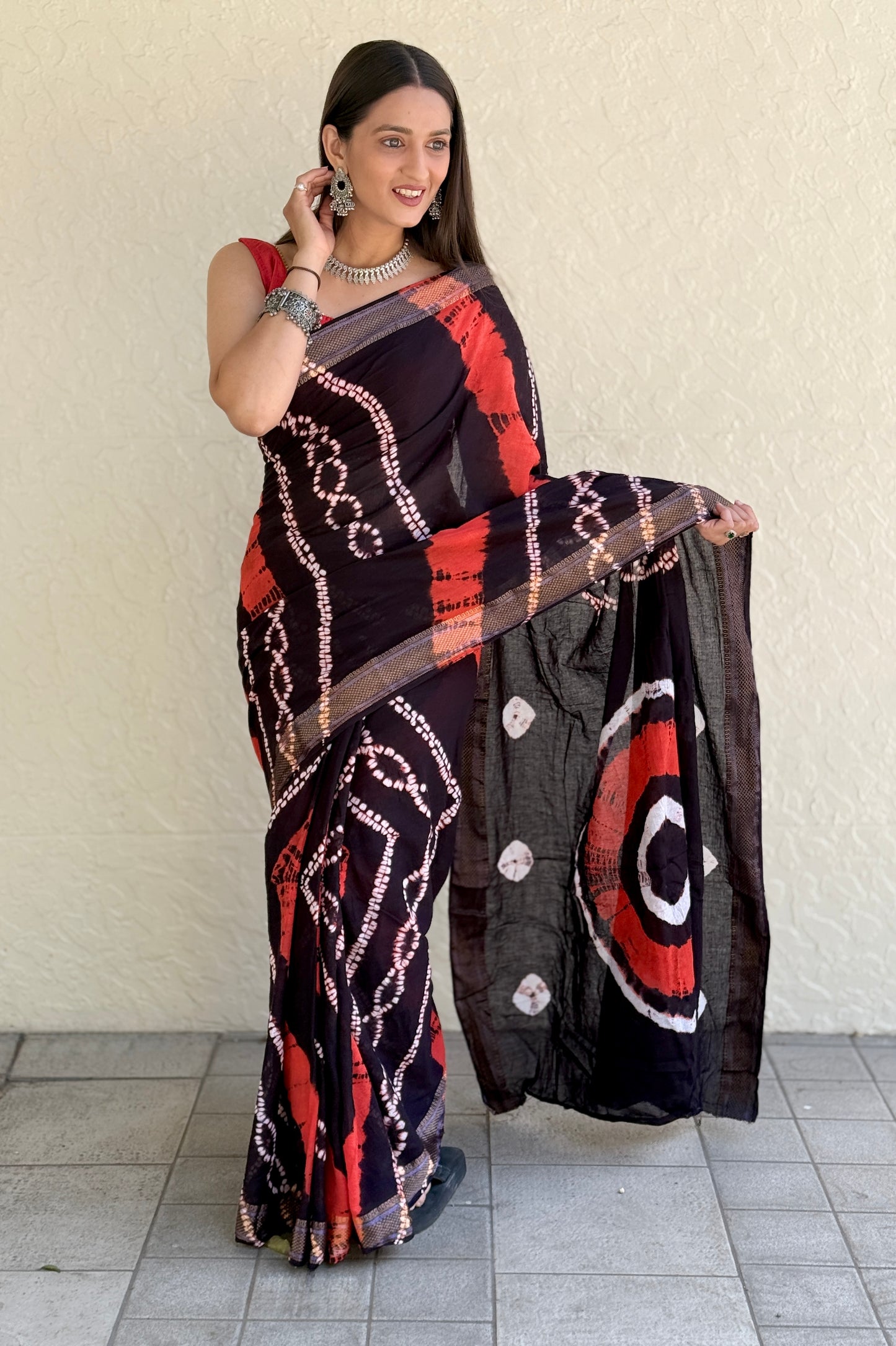 Saree - Sibori Print - Black