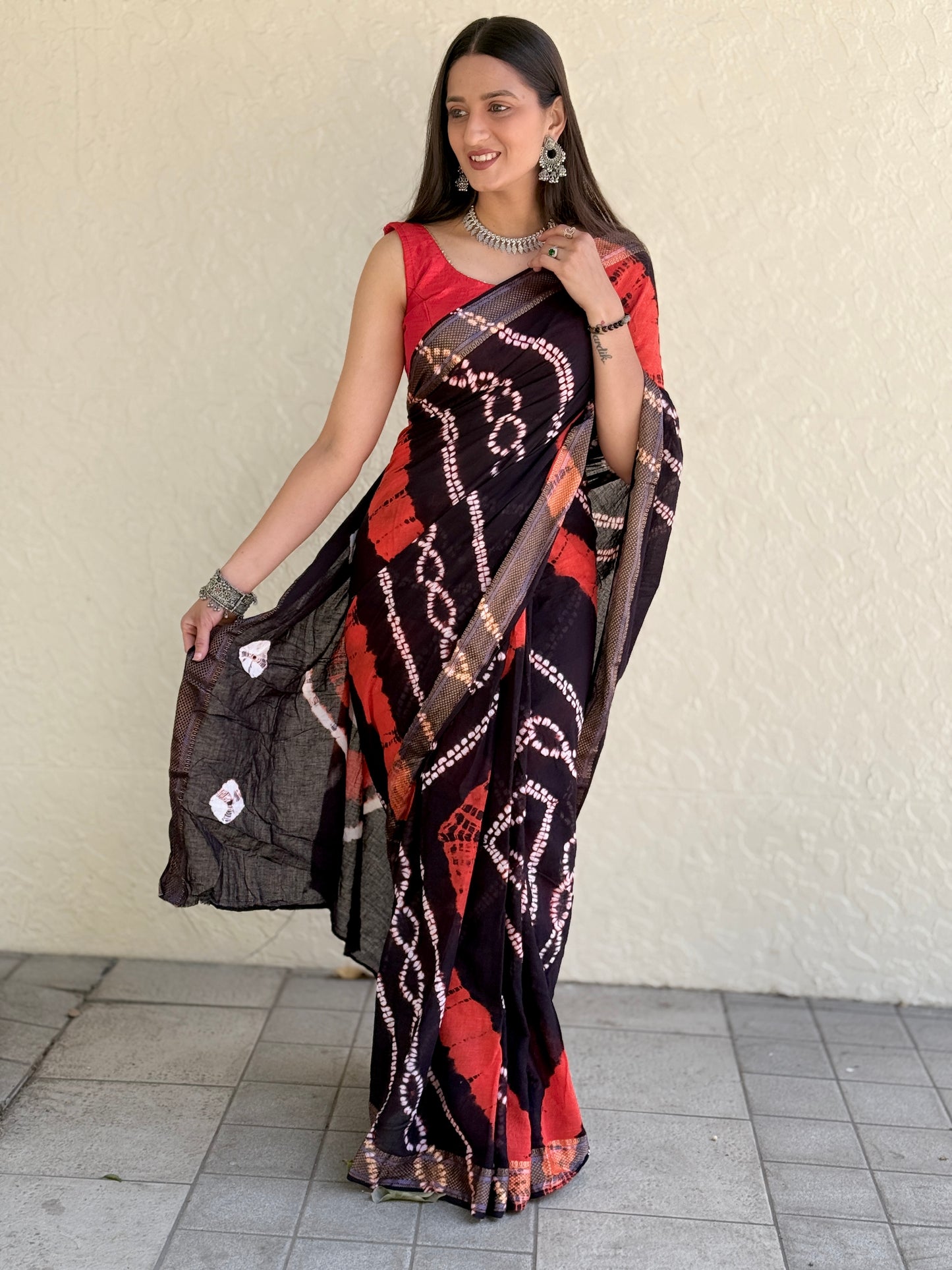 Saree - Sibori Print - Black