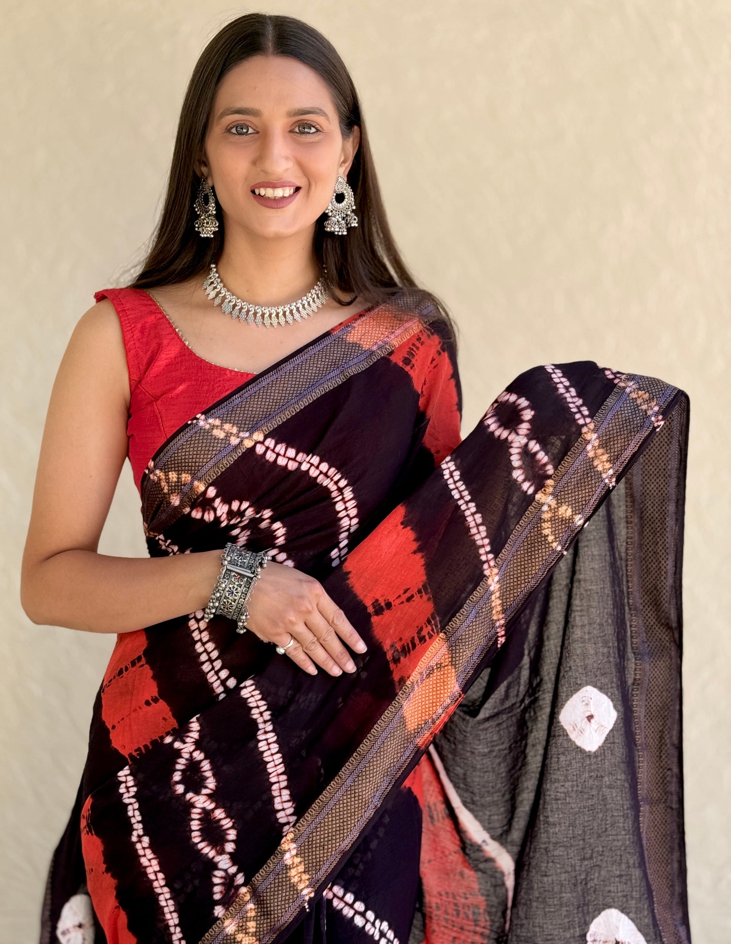 Saree - Sibori Print - Black