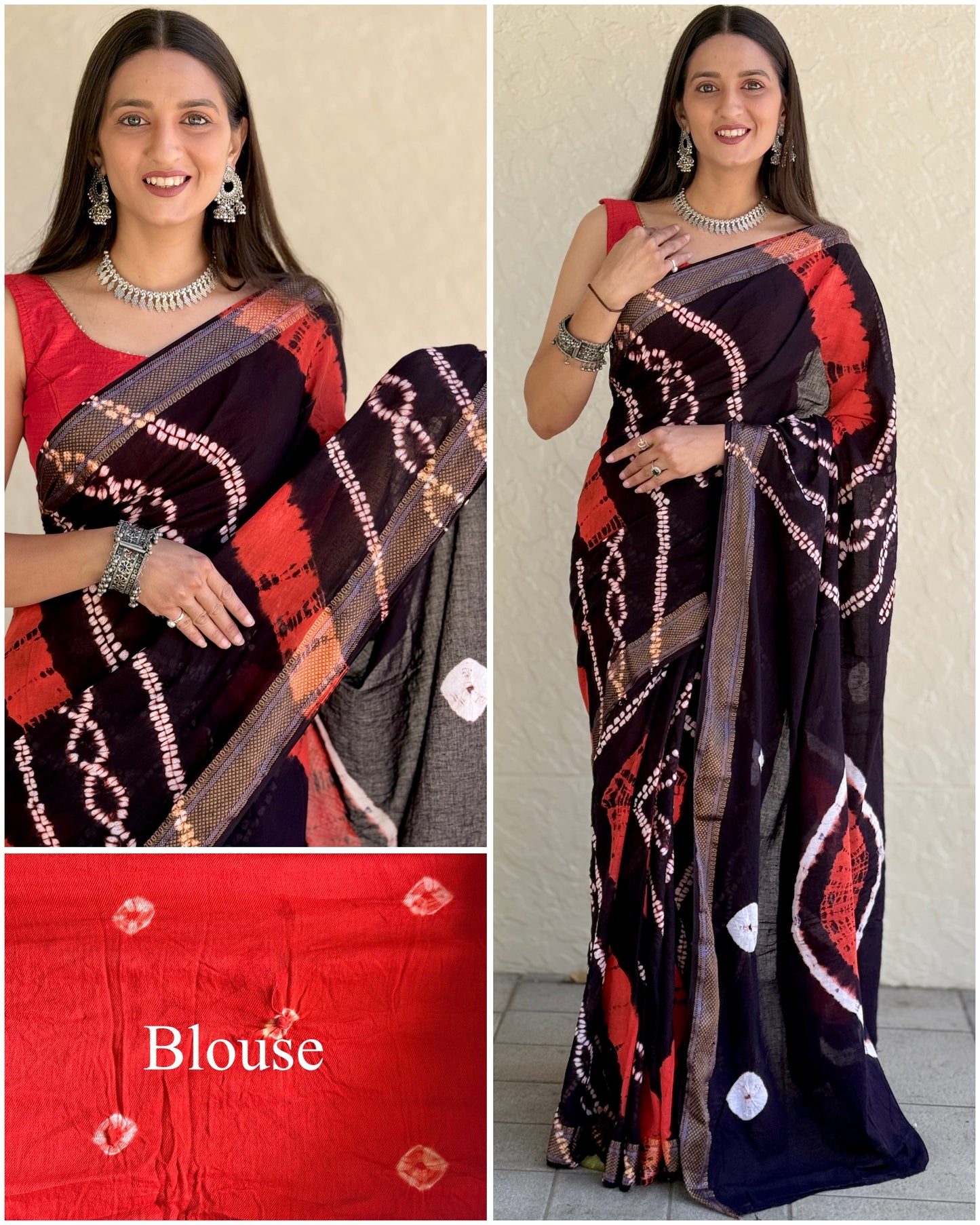Saree - Sibori Print - Black