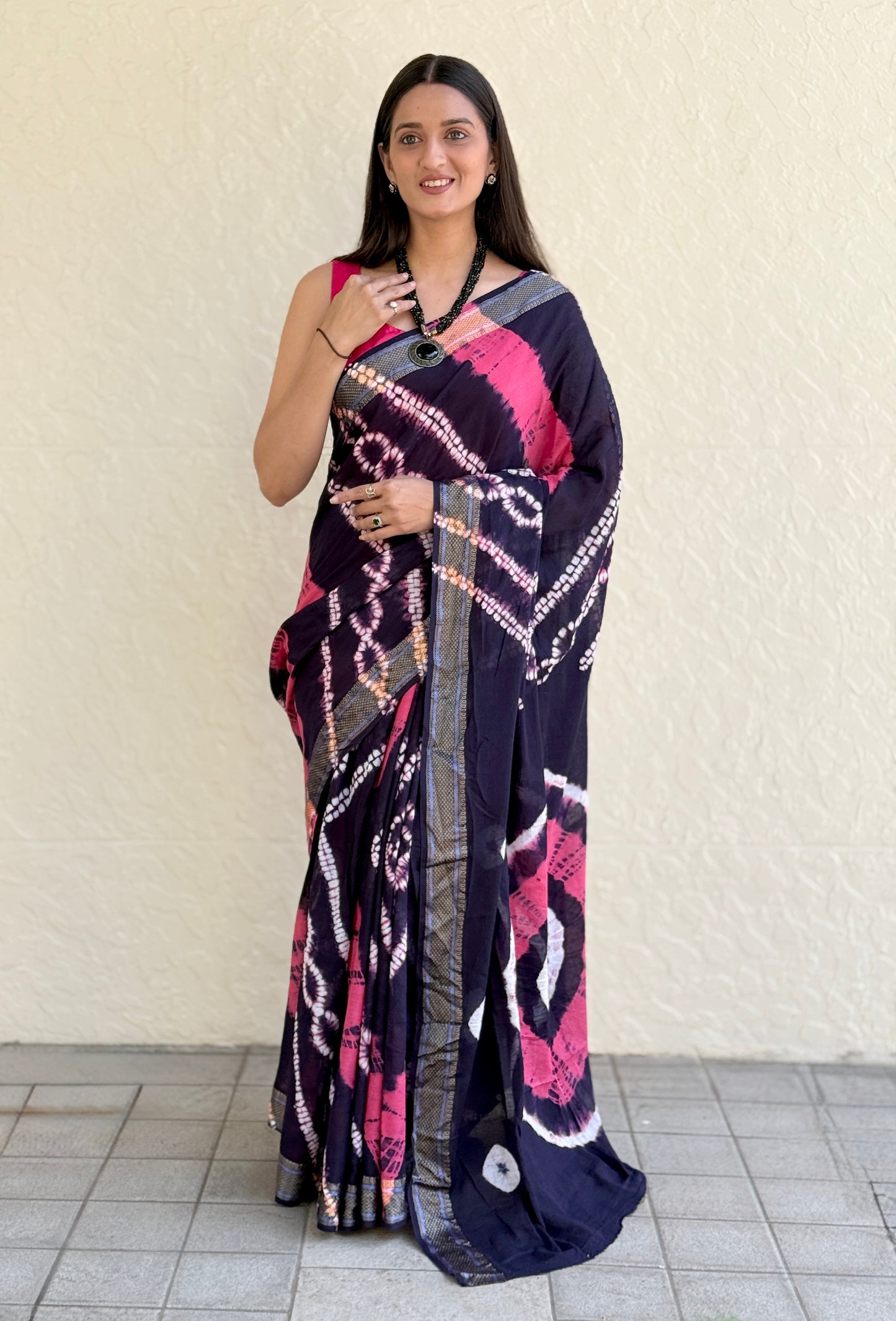 Saree – Soft Cotton Shibori Print Blue