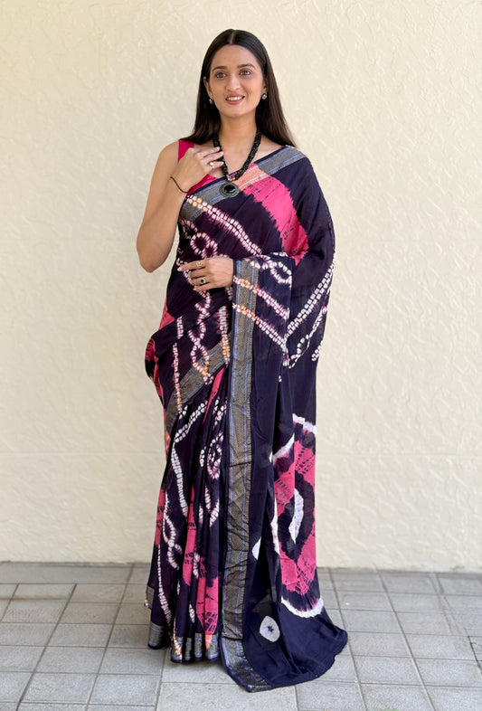 Saree – Soft Cotton Shibori Print Blue