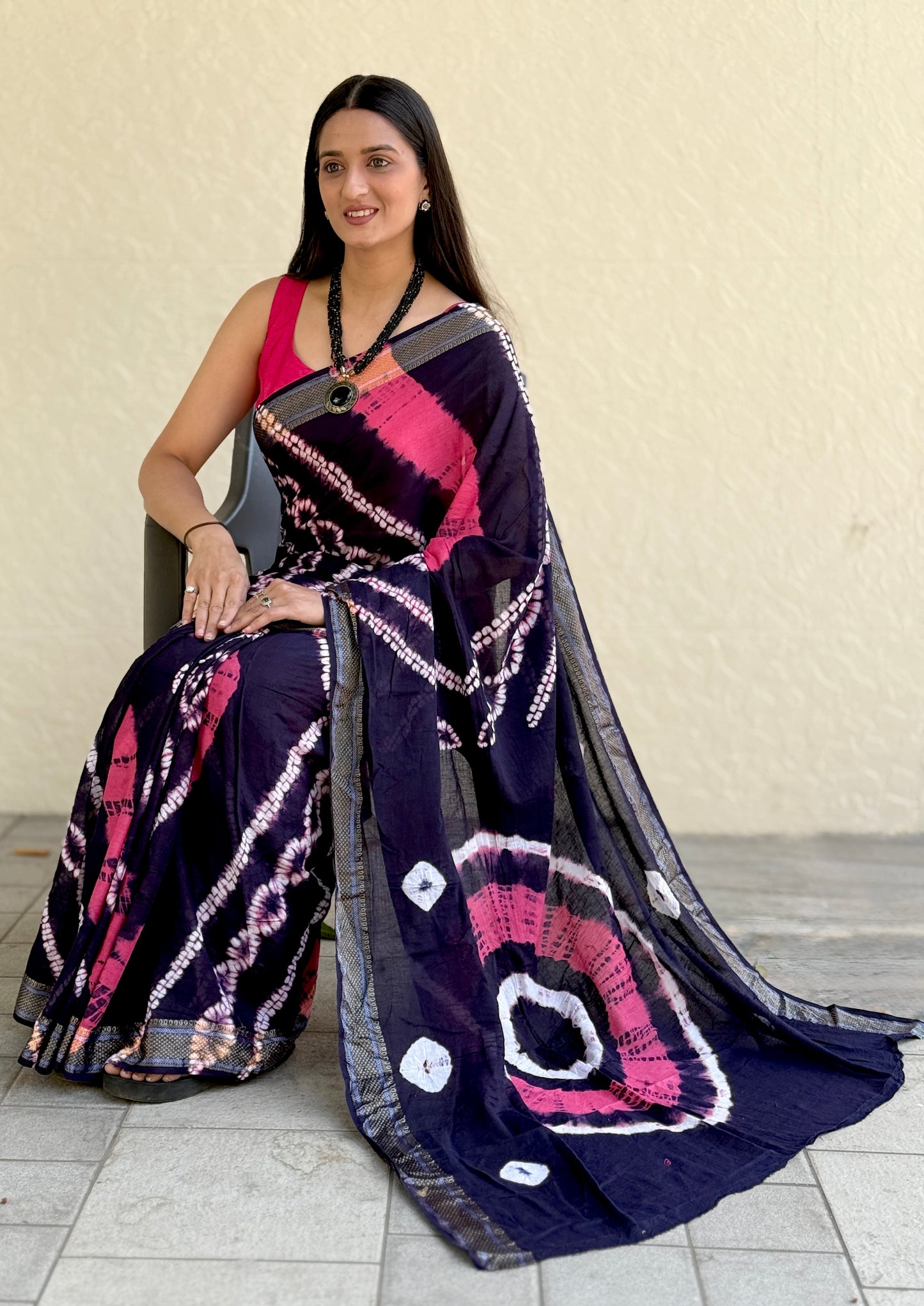 Saree – Soft Cotton Shibori Print Blue
