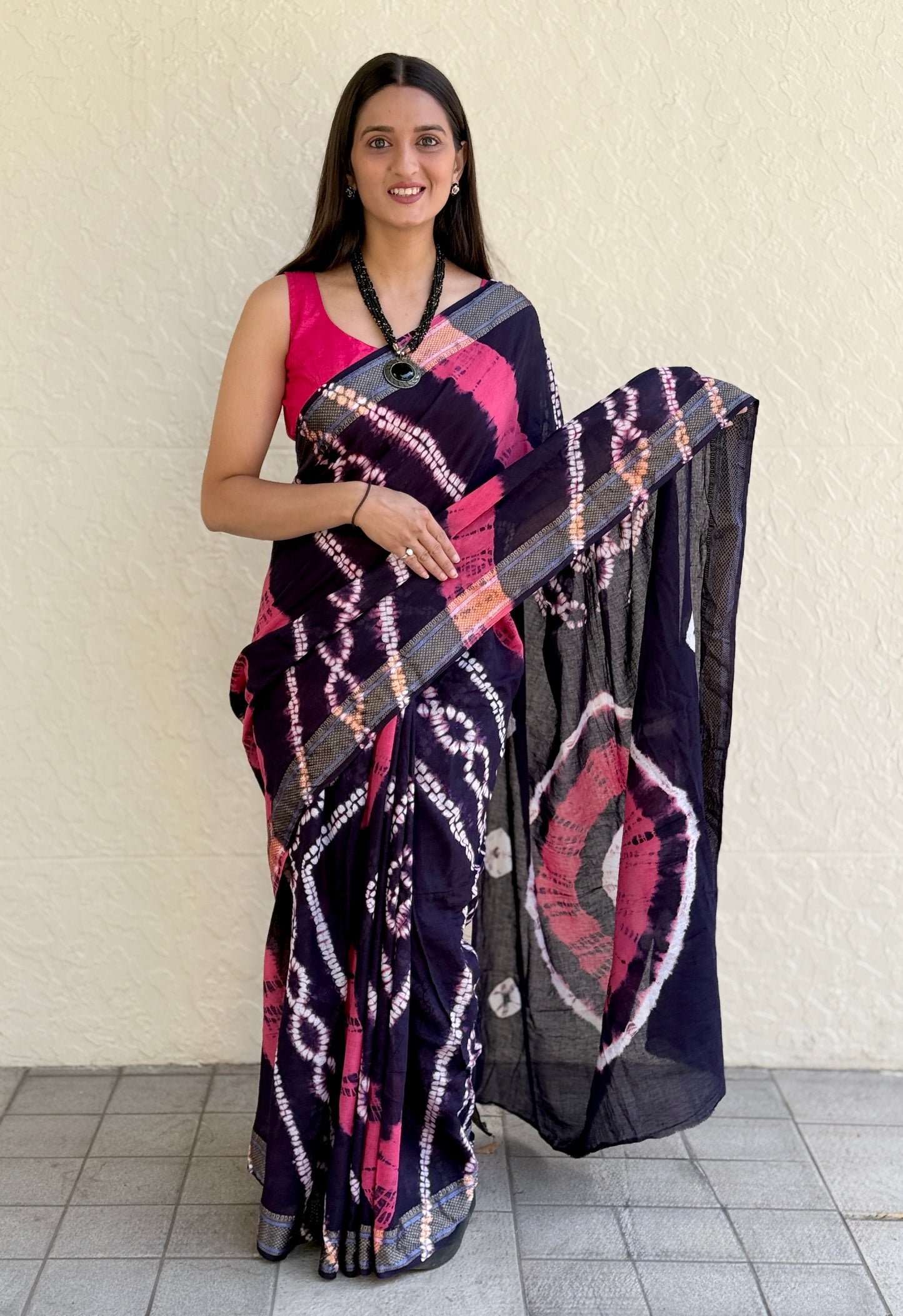 Saree – Soft Cotton Shibori Print Blue