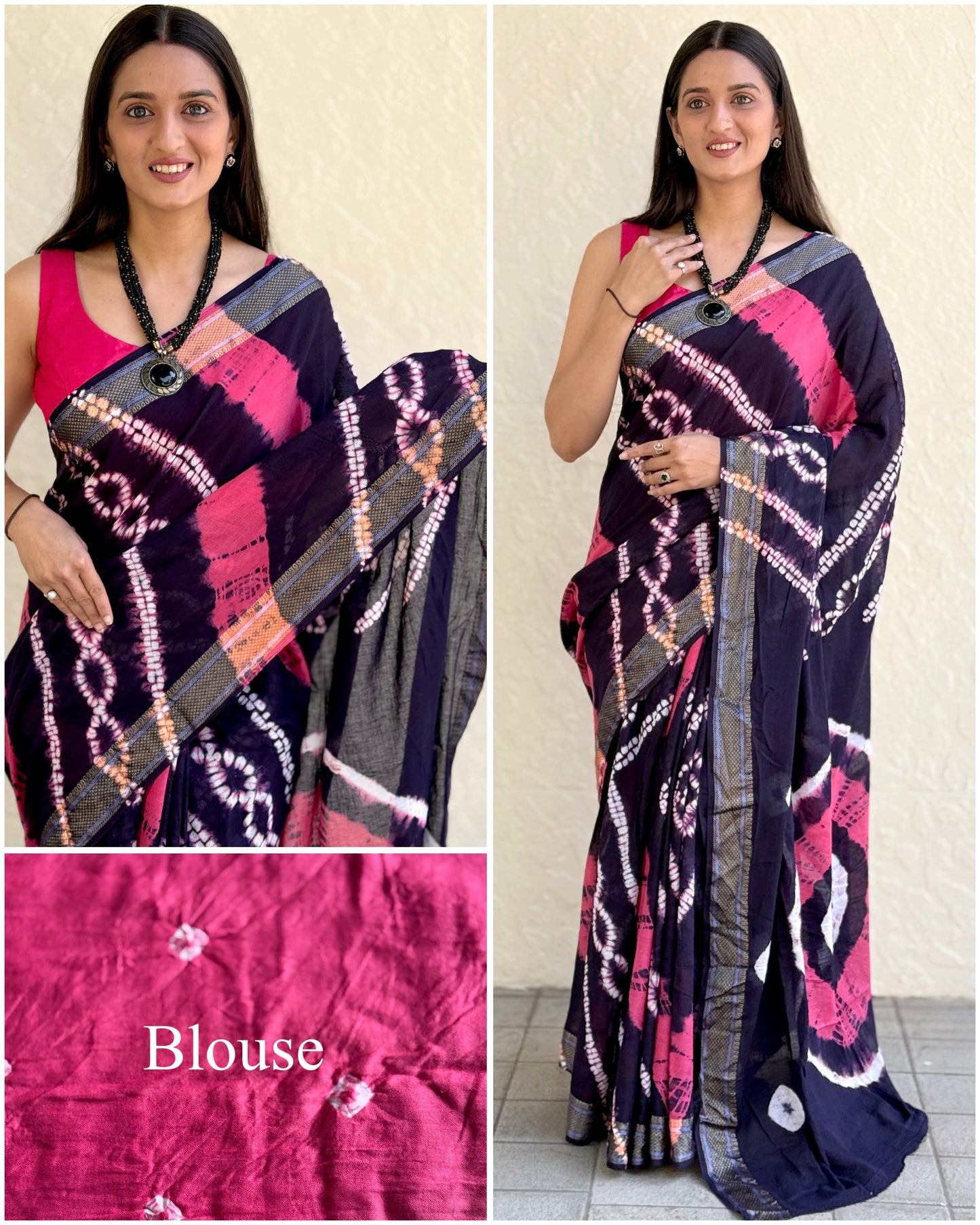 Saree – Soft Cotton Shibori Print Blue