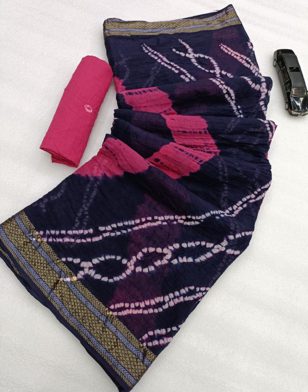 Saree – Soft Cotton Shibori Print Blue