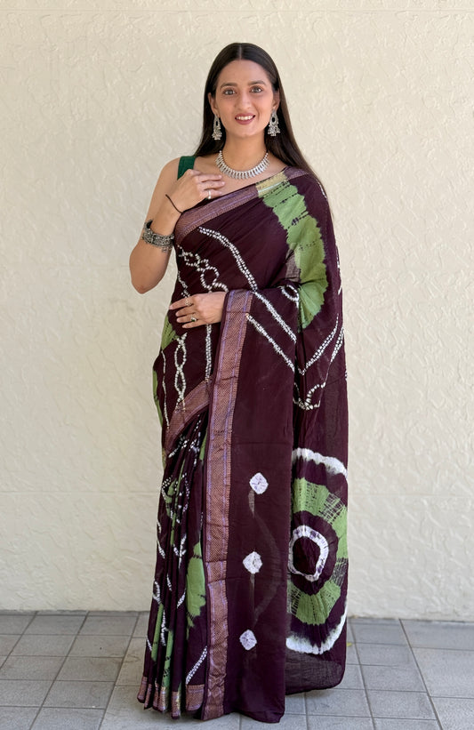 Saree – Soft Cotton Shibori Print Coffee
