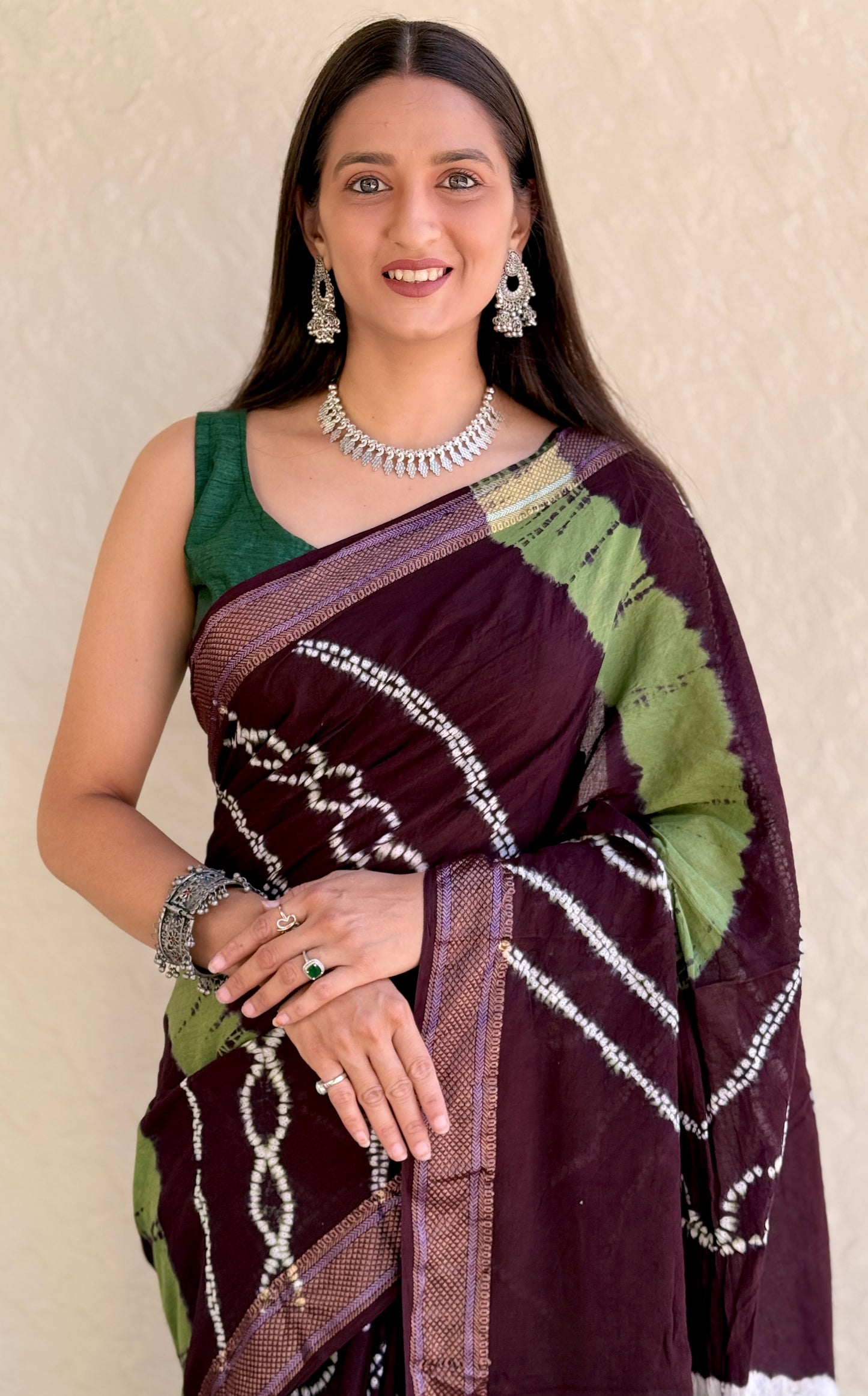 Saree – Soft Cotton Shibori Print Coffee