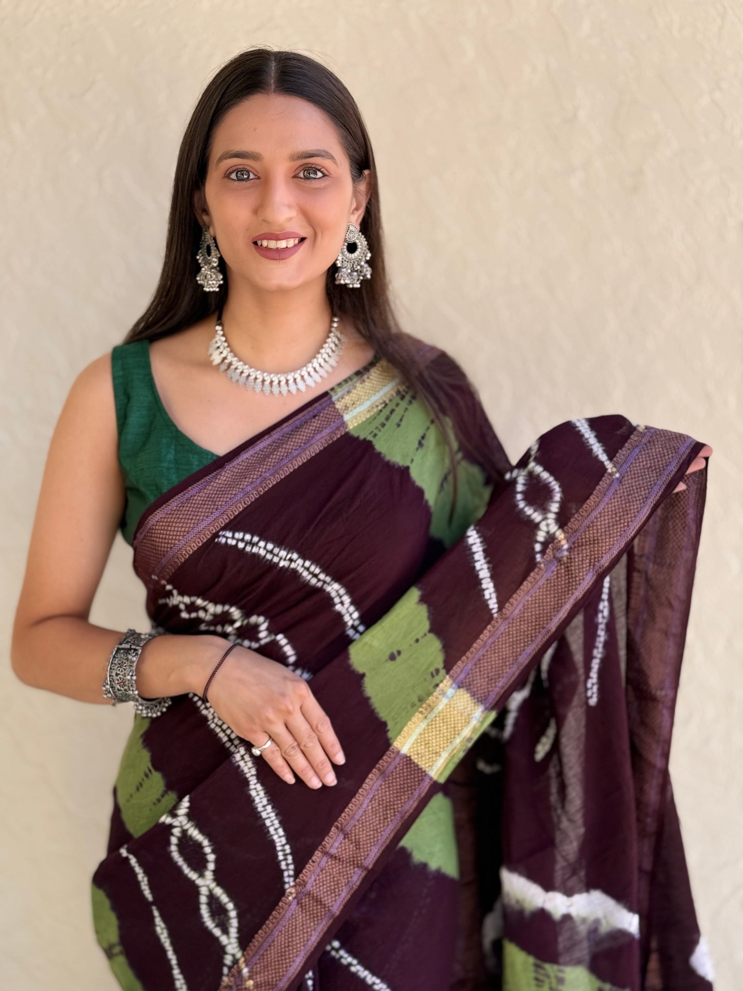 Saree – Soft Cotton Shibori Print Coffee