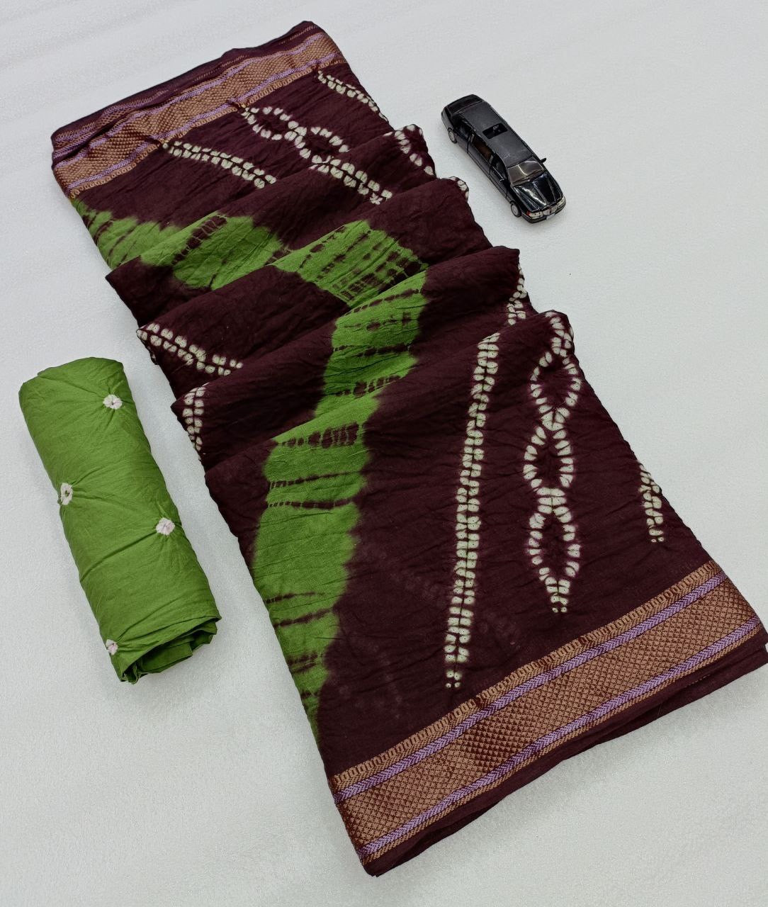 Saree – Soft Cotton Shibori Print Coffee