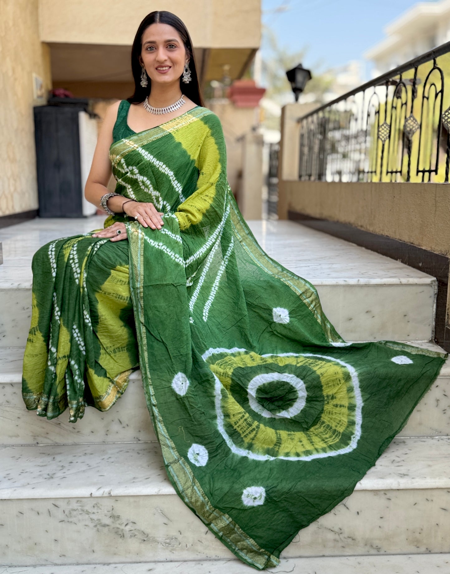 Saree – Soft Cotton Shibori Print Green