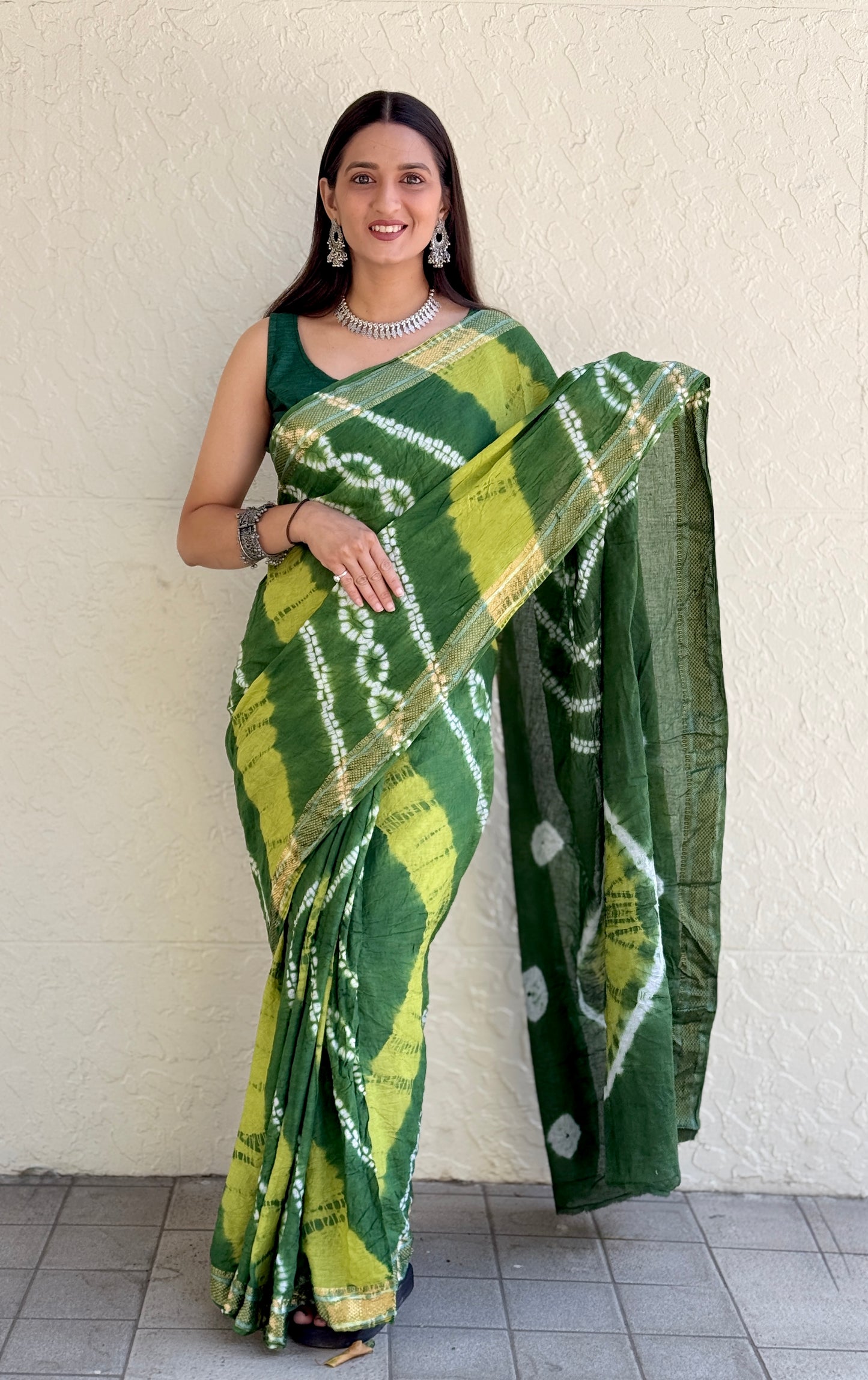Saree – Soft Cotton Shibori Print Green