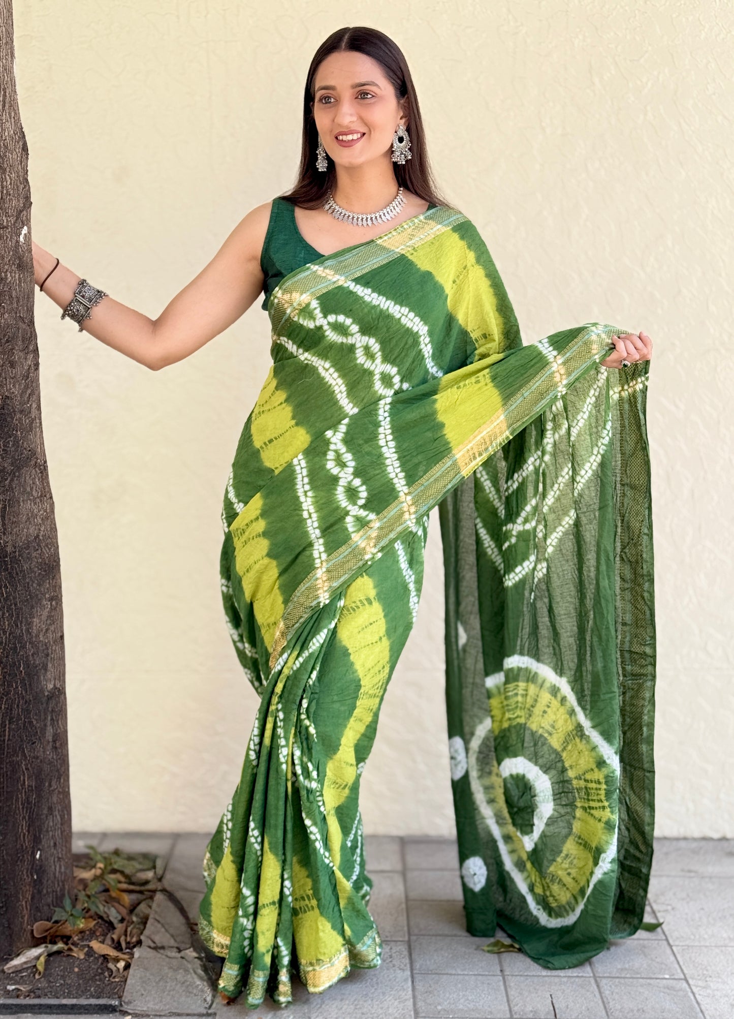 Saree – Soft Cotton Shibori Print Green